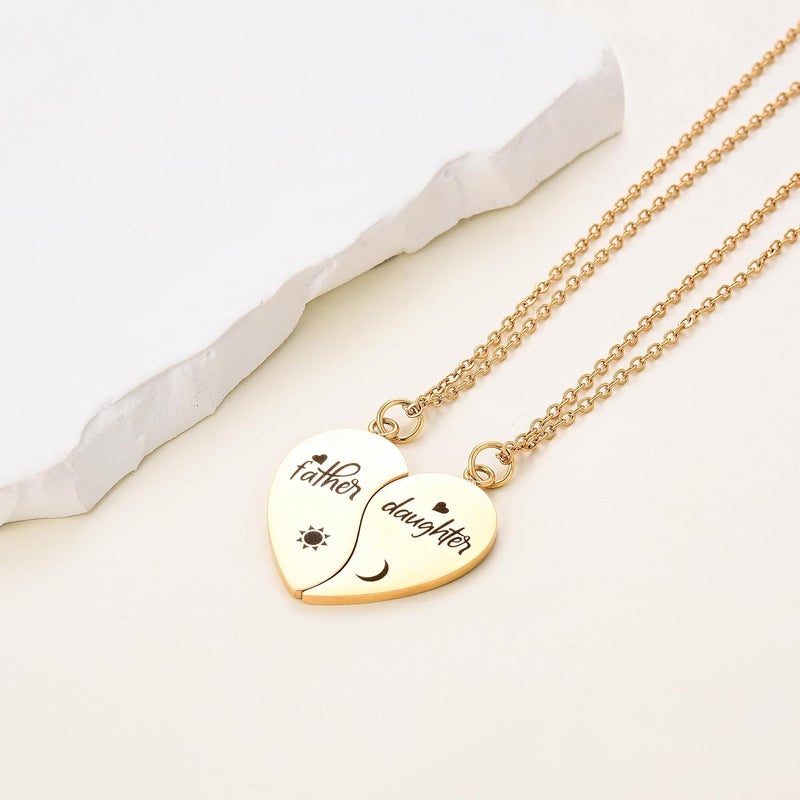 Yonhon Father Daughter Necklace for 2, Father Daughter Matching Bracelet Set for 2 - Image 4
